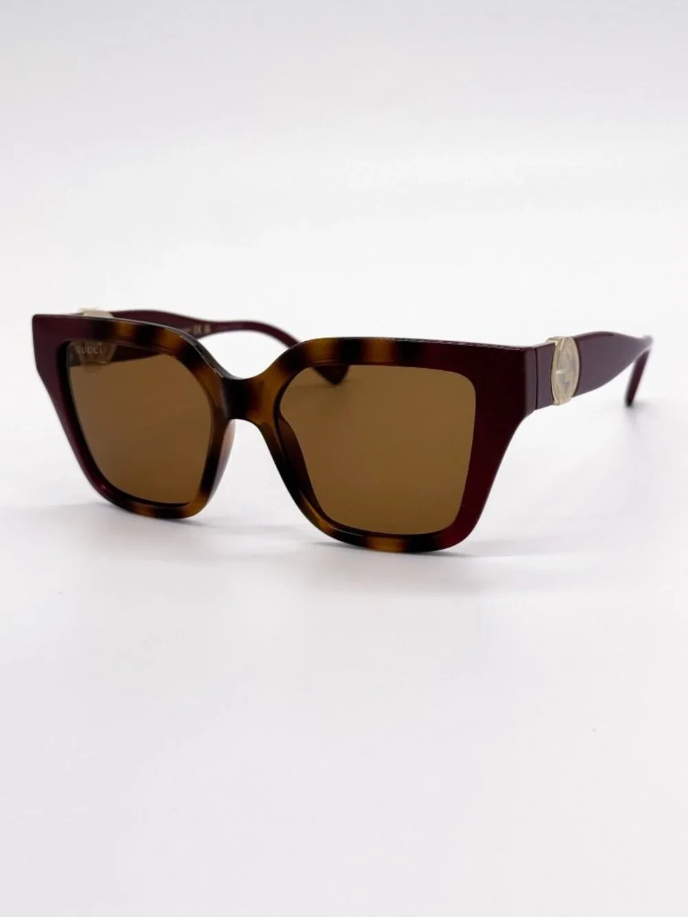 NEW GUCCI SUNGLASSES GG1023S 003 HAVANA/BURGUNDY WOMEN EYEWEAR - Picture 3 of 11